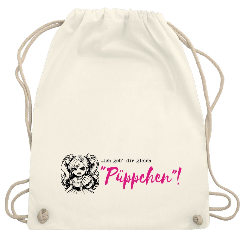 Turnbeutel / Stoff-Rucksack »…ich geb dir gleich Püppchen!« natural