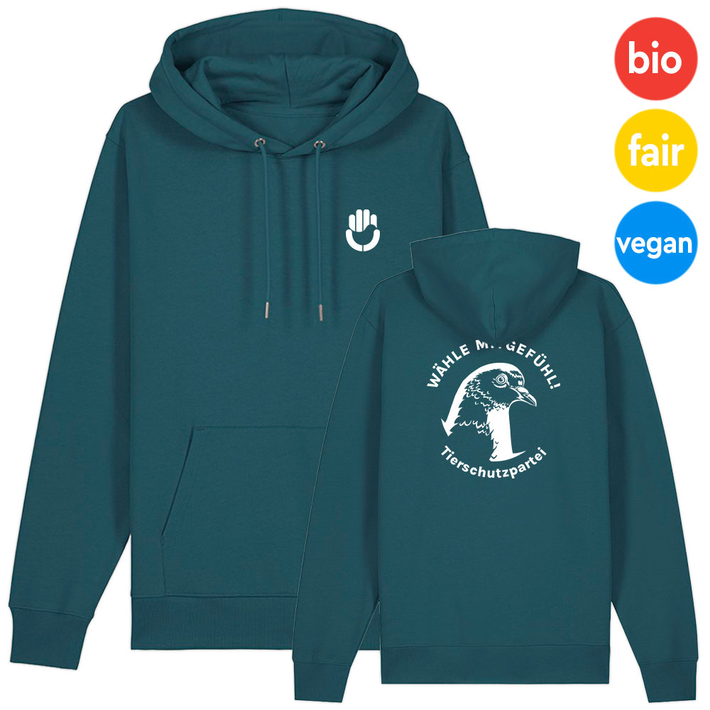 Hoodie »Signet + Taube« XS petrol weiß